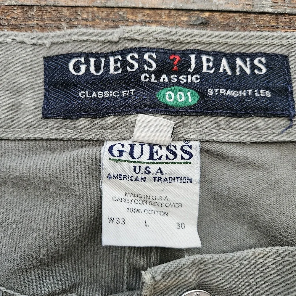 Vintage Guess Straight Fit Jeans Made In USA 1990s Size 33 X 30 Green Streetwear